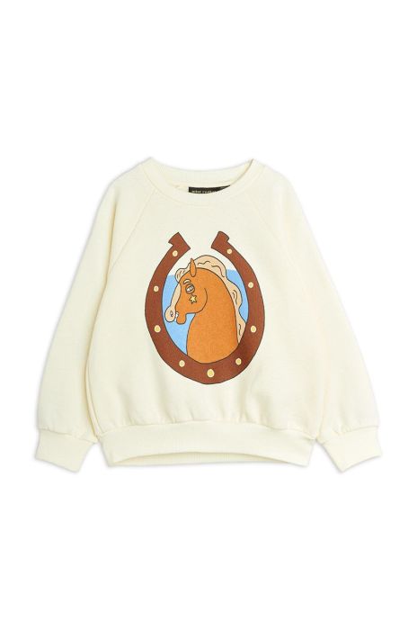 Дитяча бавовняна кофта Mini Rodini колір бежевий з принтом