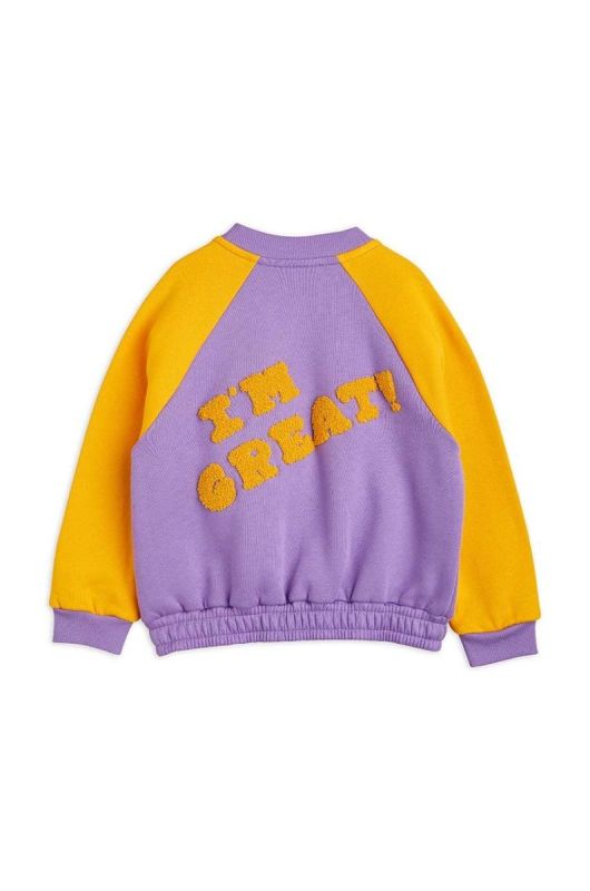 Дитяча бавовняна кофта Mini Rodini колір фіолетовий з аплікацією фото 2
