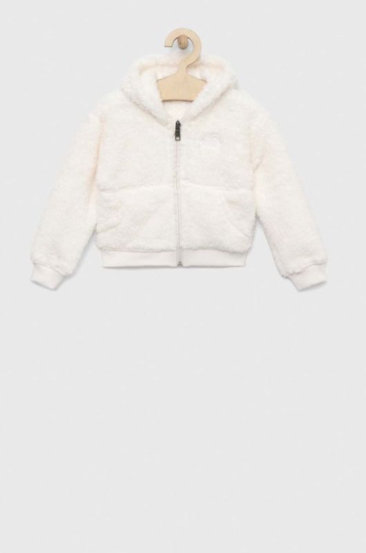 Дитяча кофта The North Face колір бежевий з капюшоном однотонна
