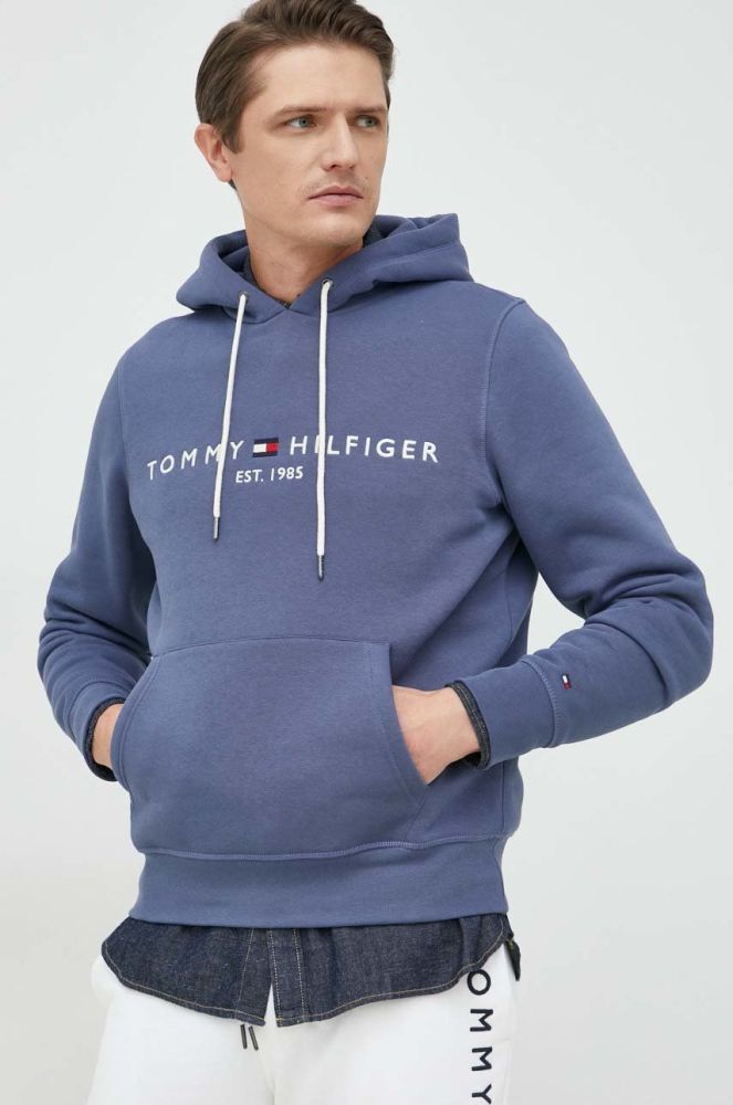 Кофта Tommy Hilfiger чоловіча з капюшоном з аплікацією колір блакитний (2814775)