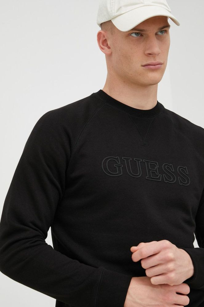 Кофта Guess чоловіча колір чорний з аплікацією (2464296)