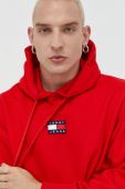 Бавовняна кофта Tommy Jeans чоловіча колір червоний з аплікацією (2464328)