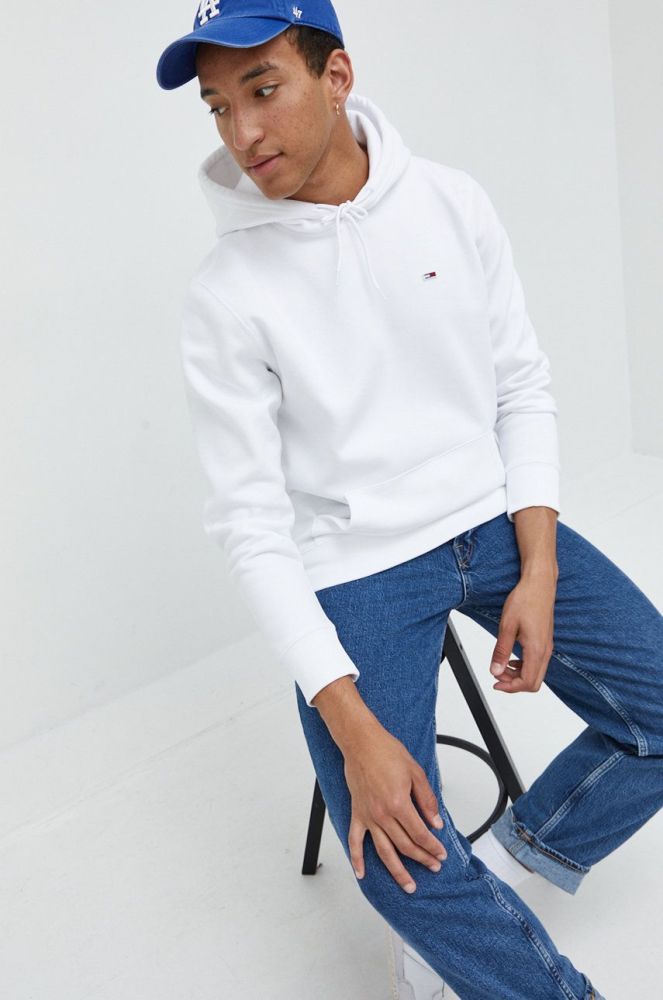 Кофта Tommy Jeans чоловіча колір білий однотонна
