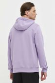 Бавовняна кофта HUGO чоловіча колір фіолетовий з капюшоном з принтом