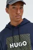 Бавовняна кофта HUGO чоловіча колір синій однотонна