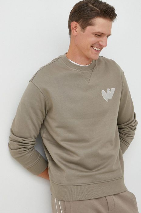 Кофта Emporio Armani чоловіча колір бежевий з аплікацією