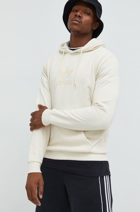 Бавовняна кофта adidas Originals чоловіча колір бежевий з принтом (2525672)