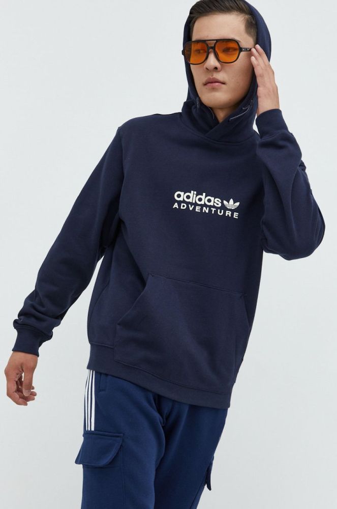 Бавовняна кофта adidas Originals чоловіча колір синій з принтом (2489865)