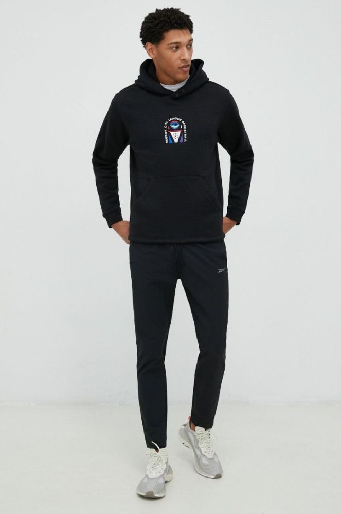 Кофта Reebok Classic чоловіча колір чорний з капюшоном з аплікацією фото 2