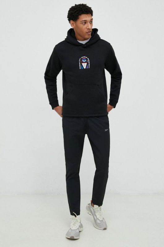 Кофта Reebok Classic чоловіча колір чорний з капюшоном з аплікацією фото 2