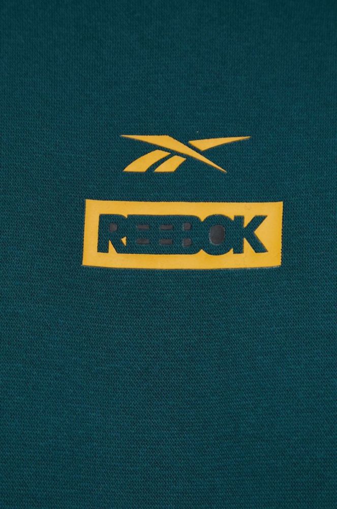 Кофта Reebok чоловіча колір зелений з капюшоном з принтом (2796041) фото 4