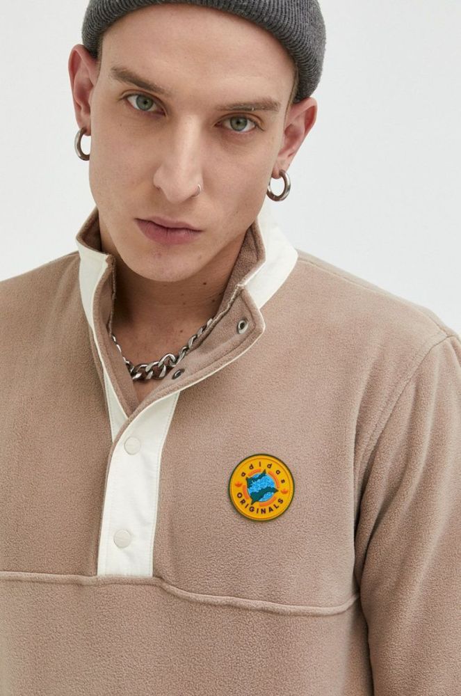Кофта adidas Originals чоловіча колір бежевий однотонна (2876908) фото 4