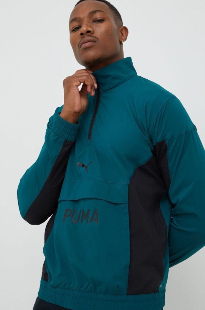 Куртка для тренувань Puma Fit чоловіча колір зелений однотонна фото 4