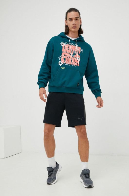 Кофта Puma Run It Back чоловіча колір зелений з принтом фото 2