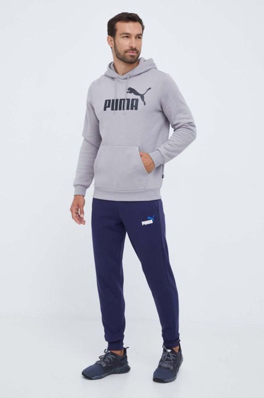 Кофта Puma чоловіча колір сірий з капюшоном з принтом (3448797) фото 2