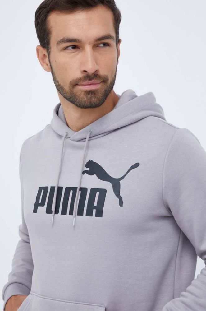 Кофта Puma чоловіча колір сірий з капюшоном з принтом (3448797) фото 4