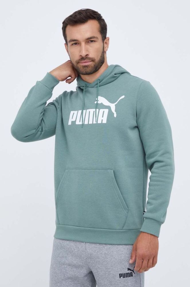 Кофта Puma чоловіча колір зелений з капюшоном з принтом (3448801) фото 4