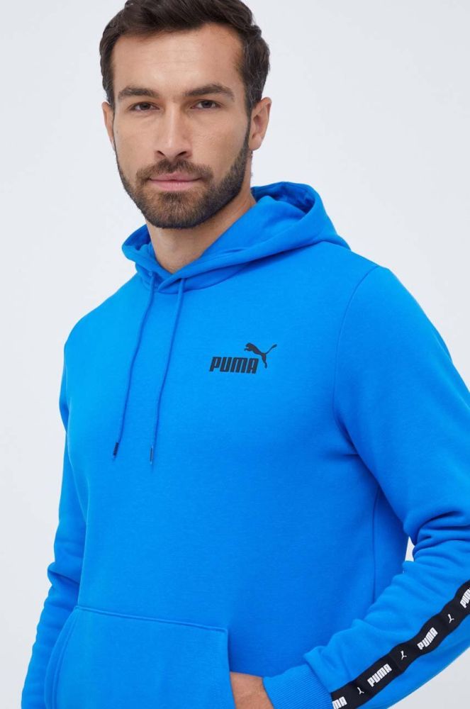 Кофта Puma чоловіча з капюшоном з аплікацією колір блакитний