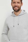 Кофта Guess чоловіча колір сірий з капюшоном однотонна