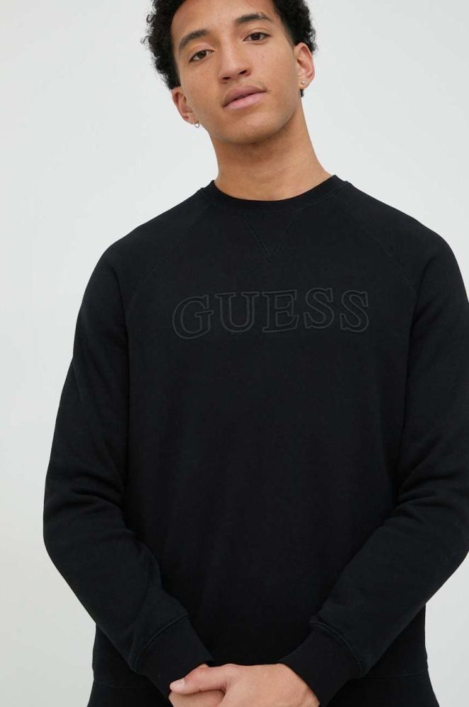 Кофта Guess чоловіча колір чорний з аплікацією (2861133)