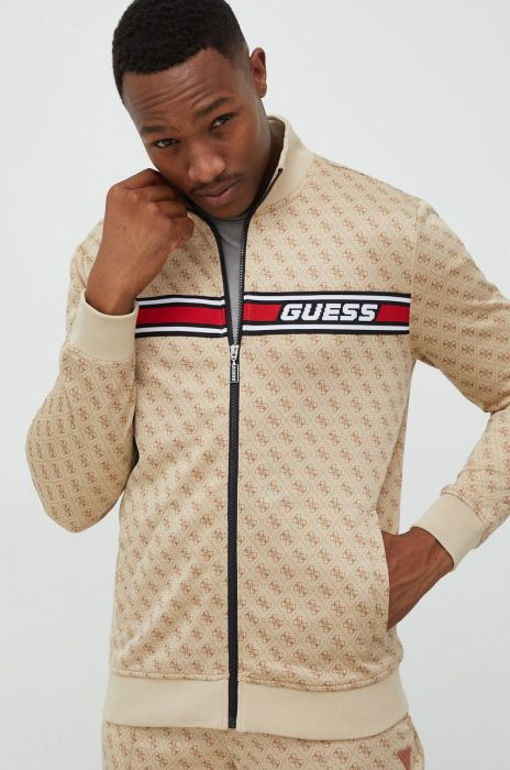 Кофта Guess чоловіча колір бежевий з аплікацією (2697329)