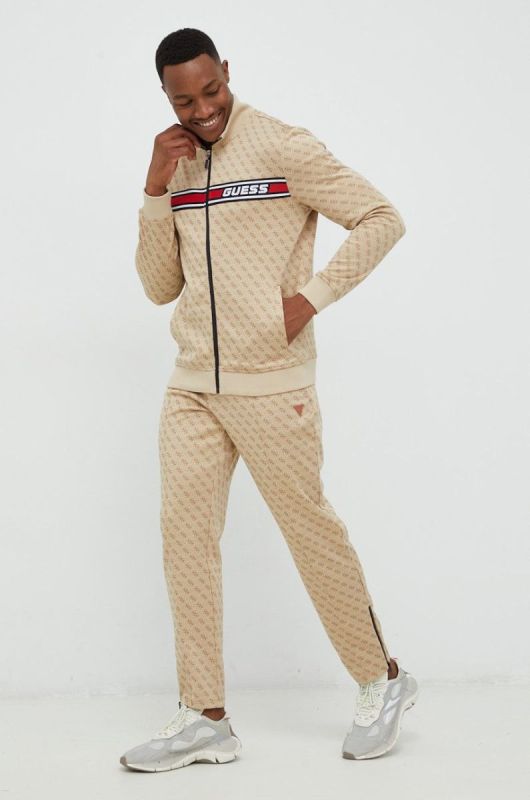 Кофта Guess чоловіча колір бежевий з аплікацією (2697329) фото 2