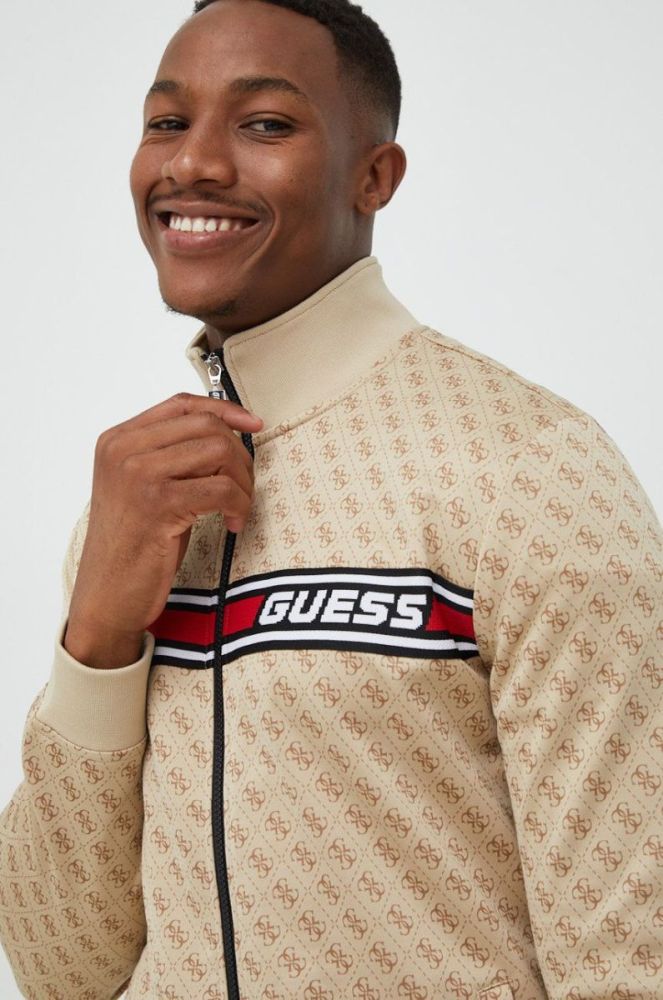 Кофта Guess чоловіча колір бежевий з аплікацією (2697329) фото 4