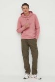 Кофта Guess чоловіча колір рожевий з капюшоном з принтом
