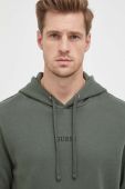 Кофта Guess чоловіча колір зелений з капюшоном з принтом (3315915)