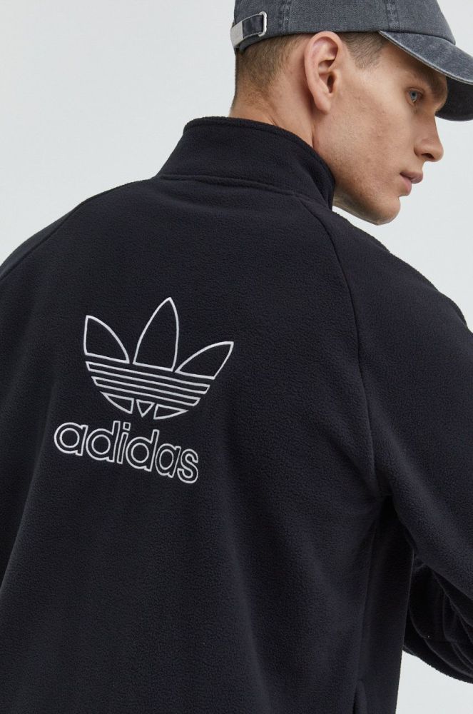 Кофта adidas Originals Adicolor Classics Trefoil Teddy Fleece Jacket чоловіча колір чорний з аплікацією HK7295-BLACK