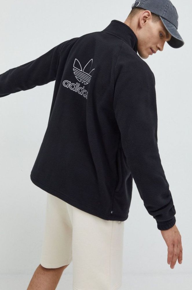 Кофта adidas Originals Adicolor Classics Trefoil Teddy Fleece Jacket чоловіча колір чорний з аплікацією HK7295-BLACK фото 4