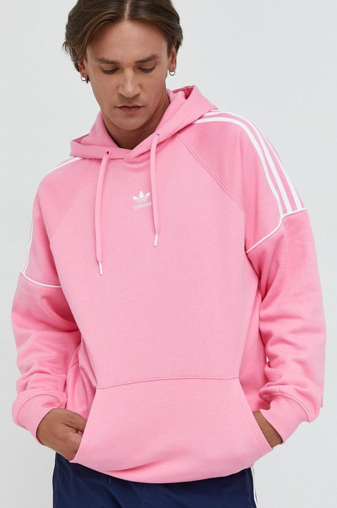 Бавовняна кофта adidas Originals чоловіча колір рожевий з аплікацією