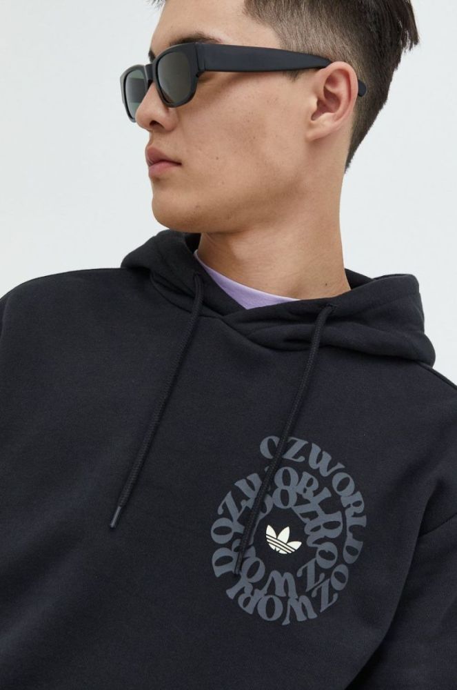 Бавовняна кофта adidas Originals чоловіча колір чорний з принтом (2489874) фото 4