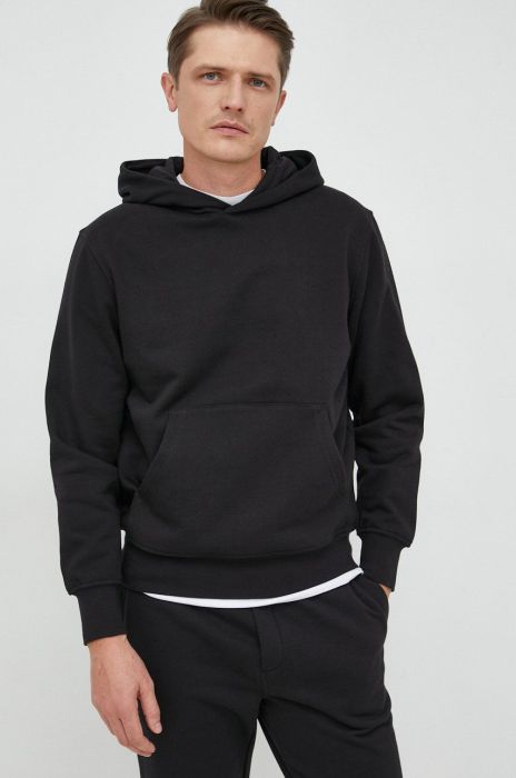 Бавовняна кофта Liu Jo чоловіча колір чорний з капюшоном однотонна (2760430)