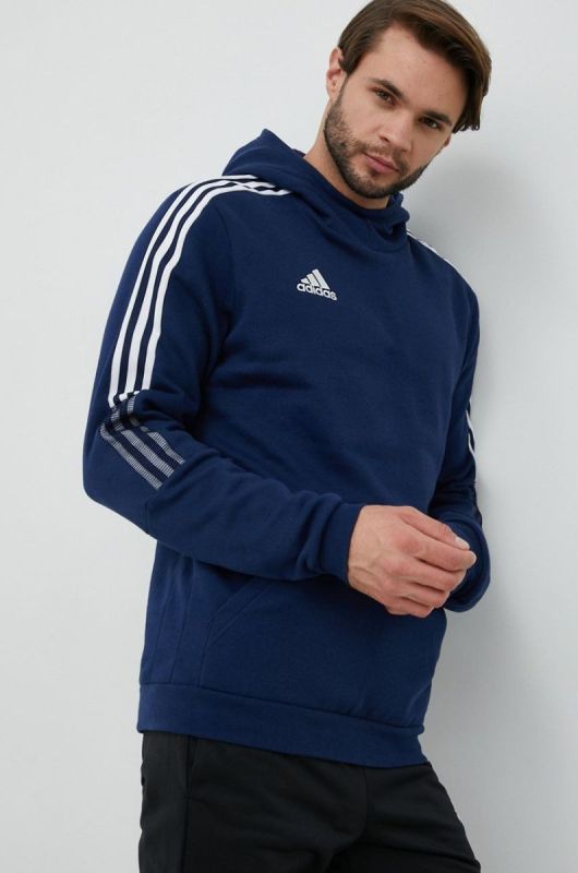 Кофта adidas Performance чоловіча колір синій з капюшоном з принтом