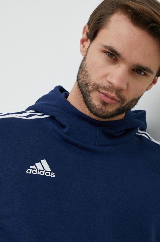 Кофта adidas Performance чоловіча колір синій з капюшоном з принтом фото 4