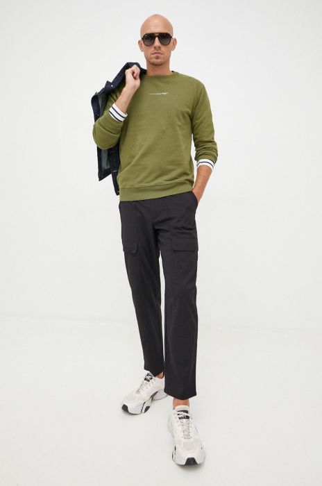 Бавовняна кофта Pepe Jeans чоловіча колір зелений однотонна