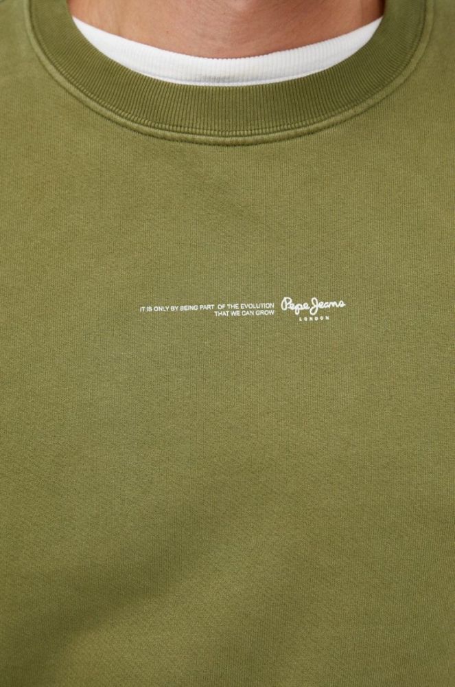 Бавовняна кофта Pepe Jeans чоловіча колір зелений однотонна фото 5