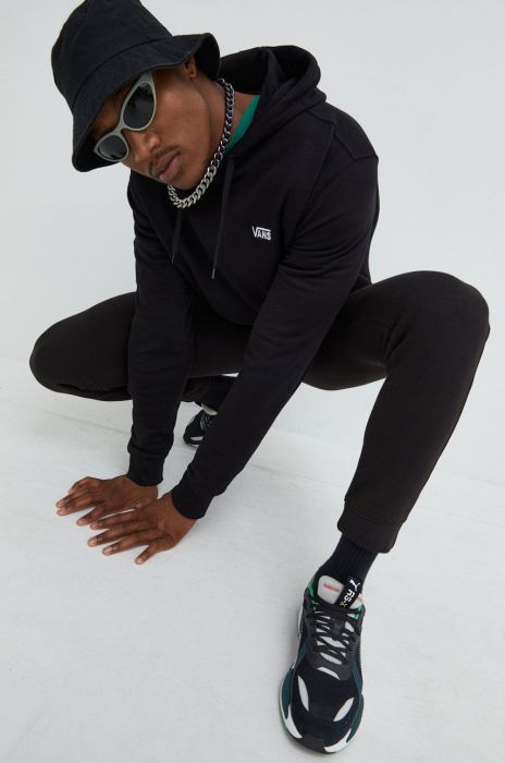 Бавовняна кофта Vans чоловіча колір чорний однотонна (2528565)