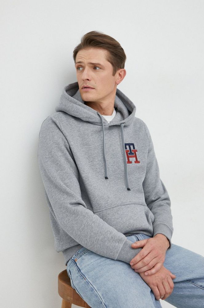 Кофта Tommy Hilfiger чоловіча колір сірий з аплікацією (2600601)