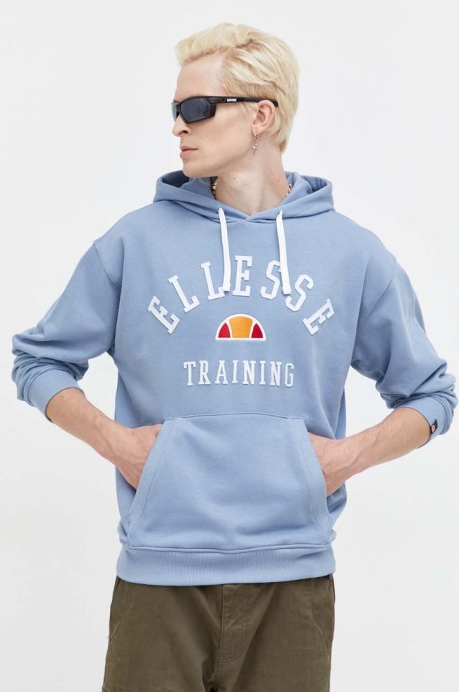 Кофта Ellesse чоловіча з капюшоном з аплікацією колір блакитний