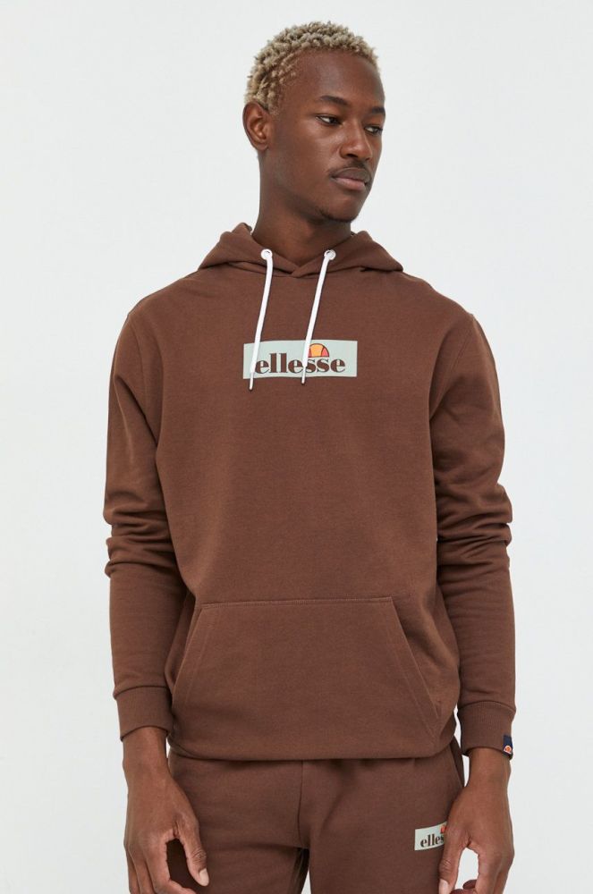 Кофта Ellesse чоловіча колір коричневий з принтом SHP15779-Brown