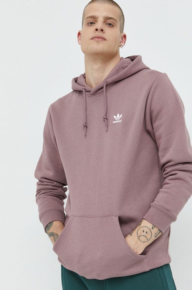 Кофта adidas Originals чоловіча колір фіолетовий з капюшоном з аплікацією