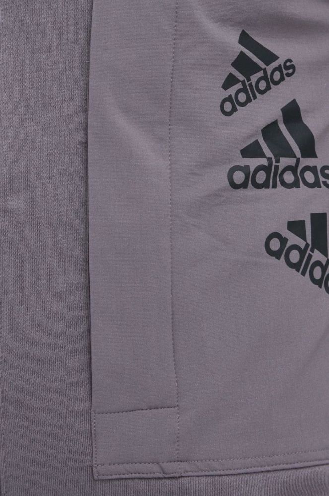 Кофта adidas Performance чоловіча колір сірий з капюшоном з принтом фото 7