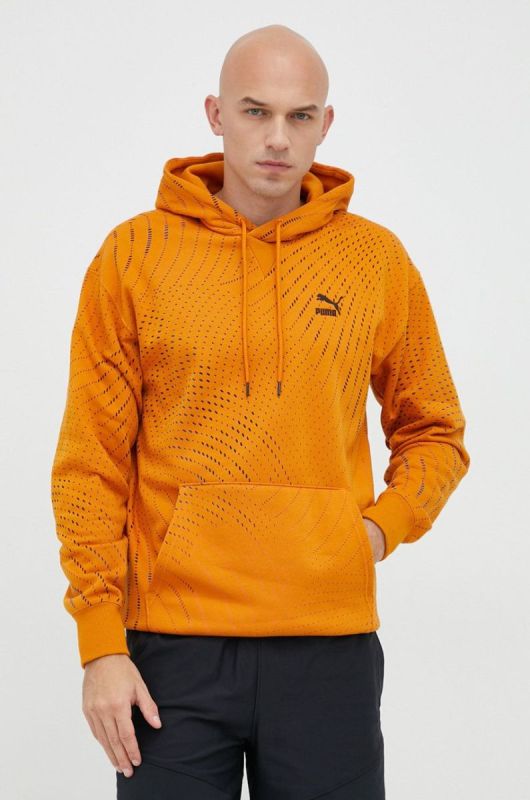 Кофта Puma чоловіча колір помаранчевий з капюшоном візерунок фото 2