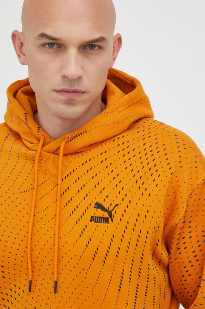 Кофта Puma чоловіча колір помаранчевий з капюшоном візерунок фото 4