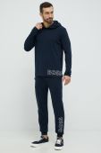 Кофта лаунж BOSS колір синій з капюшоном з принтом (2705758)