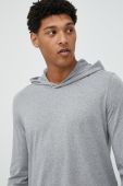 Кофта лаунж BOSS колір сірий з капюшоном з принтом