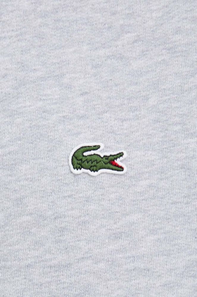 Кофта Lacoste чоловіча колір сірий з капюшоном однотонна SH9623-031 фото 5