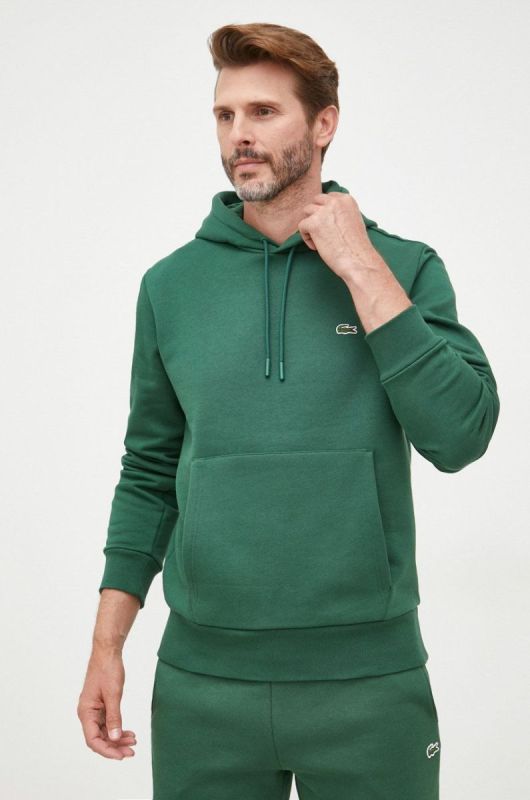 Кофта Lacoste чоловіча колір зелений однотонна SH9623-031 фото 2